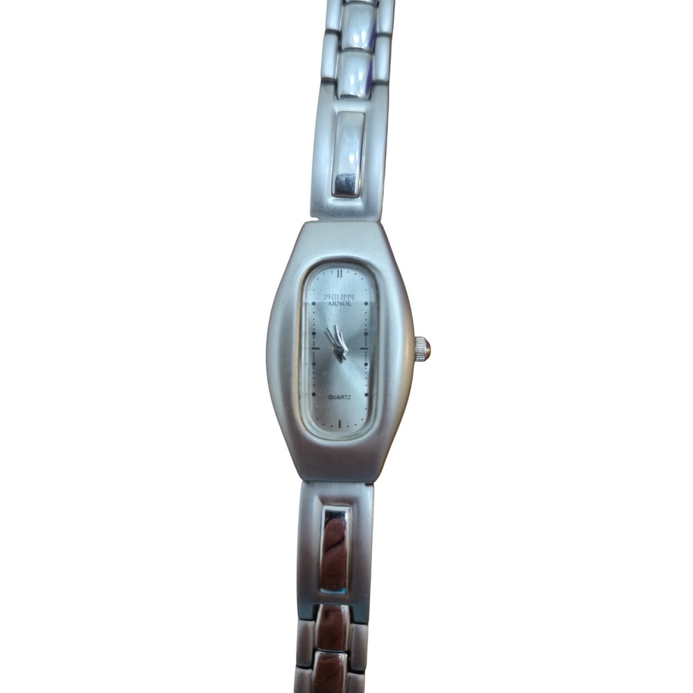 Vintage Philippe Arnol Women's Quartz Watch Silver Tone Oval Link Bracelet Y2K